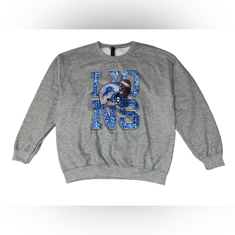 Gildan Gray Lions Football Graphic Men's/Women’s Crew Neck Sweatshirt, Large NWT